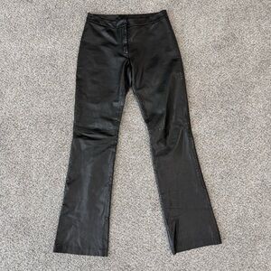 Y2K Vintage VS2 Vakko Lamb Leather Black MidRise Bootcut Pants Biker Women US 4